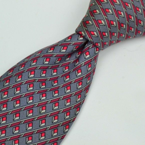HERMES’ 918HA Slate Rows of Ruby Geometric tie - Picture 1 of 8